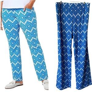 DENIM & CO NWOT Printed Jersey Slim Straight Leg Pants Blue Size 4X Tall